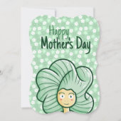 パーソナライズされた緑の髪の女の子の母の日カード 招待状 (正面)