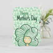 パーソナライズされた緑の髪の女の子の母の日カード 招待状 (スタンド正面)