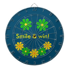 パーソナライズされた緑の黄色の小さな花 ダーツボード