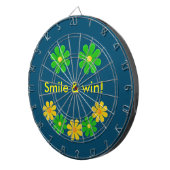 パーソナライズされた緑の黄色の小さな花 ダーツボード (正面右)