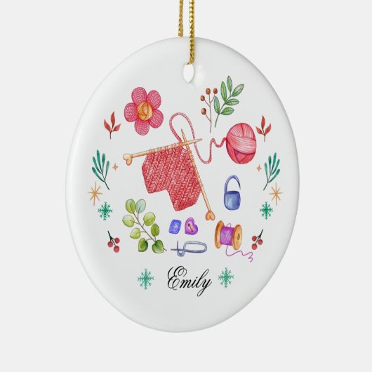 パーソナライズされた編み物飾り セラミックオーナメント (右)