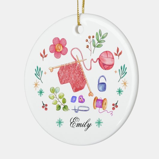 パーソナライズされた編み物飾り セラミックオーナメント (左)