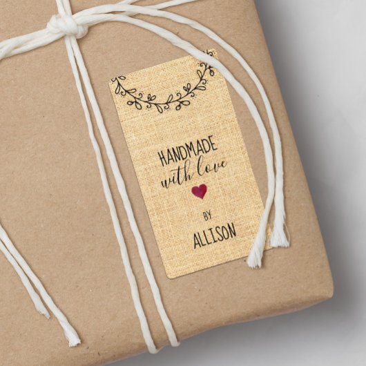 パーソナライズされた織フェイク織ルックハンドメイド愛ハート ラベル