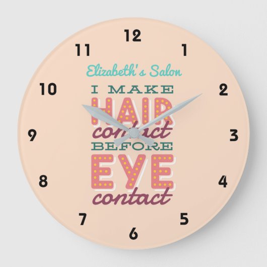 パーソナライズされた美容師レトロサロンクール ラージ壁時計 (正面)