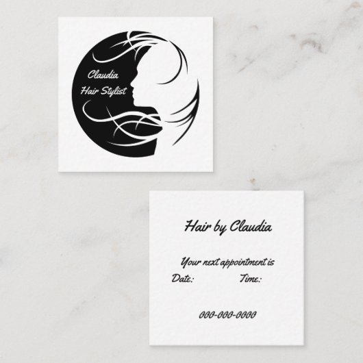 パーソナライズされた美容師名刺 スクエア名刺 (正面/裏面)