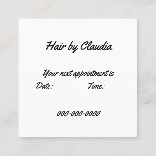 パーソナライズされた美容師名刺 スクエア名刺 (裏面)