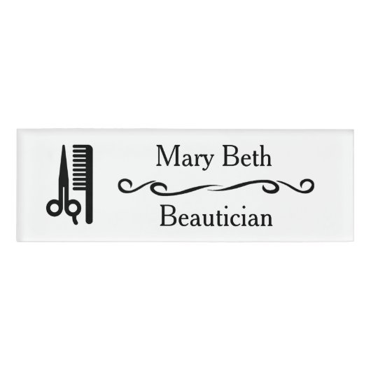 パーソナライズされた美容師美しいサロン名タグ 名札 (正面)