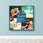 パーソナライズされた義理の父の名前定義4枚の写真 青 キャンバスプリント (インサイチュ (ウッドフロア))