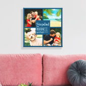 パーソナライズされた義理の父の名前定義4枚の写真 青 キャンバスプリント (インサイチュ (リビング))