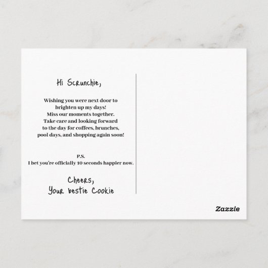 パーソナライズされた考えの可愛いアヒルデイジー ポストカード (裏面)