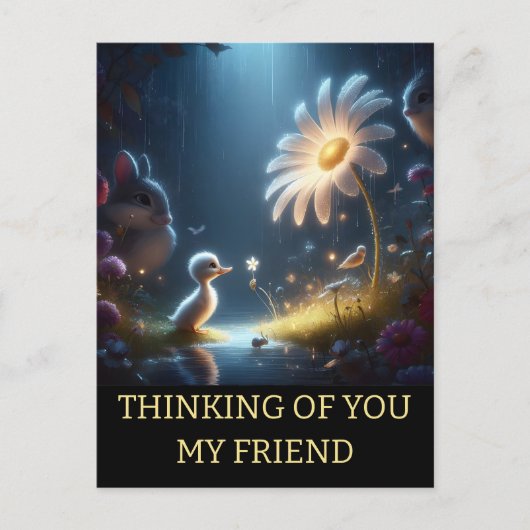 パーソナライズされた考えの可愛いアヒルデイジー ポストカード (正面)