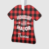 パーソナライズされた考古学学生の米国国旗のプレイド オーナメント (正面)