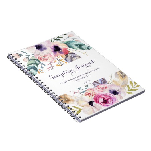 パーソナライズされた聖なる書物、 経典ジャーナル水彩花 ノートブック (右側)