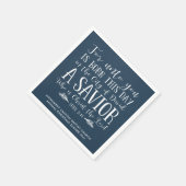 パーソナライズされた聖書聖句タイポグラフィブルー スタンダードカクテルナプキン (角)