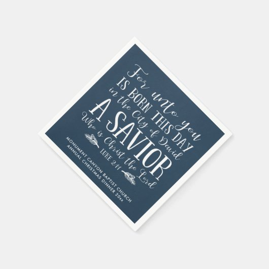 パーソナライズされた聖書聖句タイポグラフィブルー スタンダードカクテルナプキン (角)