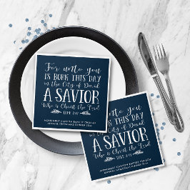 パーソナライズされた聖書聖句タイポグラフィブルー スタンダードカクテルナプキン
