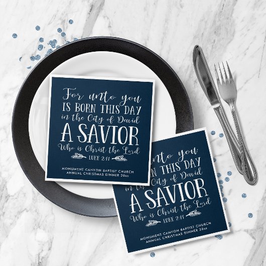 パーソナライズされた聖書聖句タイポグラフィブルー スタンダードカクテルナプキン