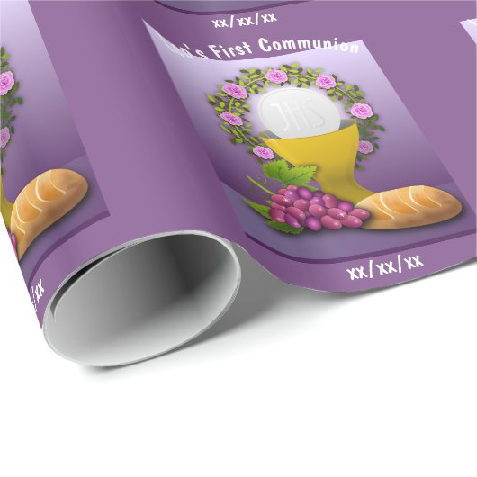 パーソナライズされた聖餐式の贈り物 ラッピングペーパー (ロールコーナー)