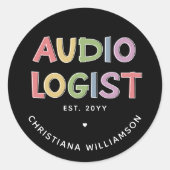 パーソナライズされた聴覚士の卒業ギフト ラウンドシール (正面)