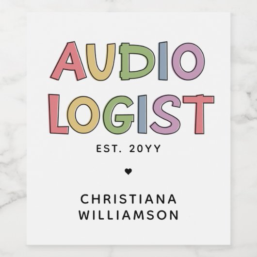 パーソナライズされた聴覚士の卒業ギフト ワインラベル (シングルラベル)