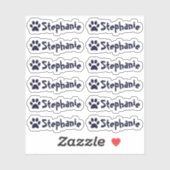 パーソナライズされた肉球ネームラベル 12個セット シール (シート)