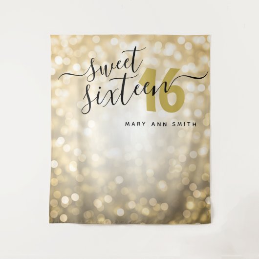 パーソナライズされた背景 ゴールド ライト スイート 16 タペストリー (正面)
