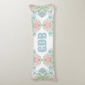 パーソナライズされた腰枕ブルーピンクグリーンフローラ ボディピロー (正面縦)