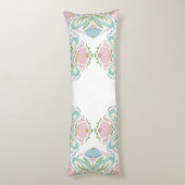 パーソナライズされた腰枕ブルーピンクグリーンフローラ ボディピロー (裏面 (縦))