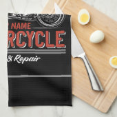 パーソナライズされた自動二輪車サービスバイクもしくは自転車に乗る人修理店 キッチンタオル (四つ折り)