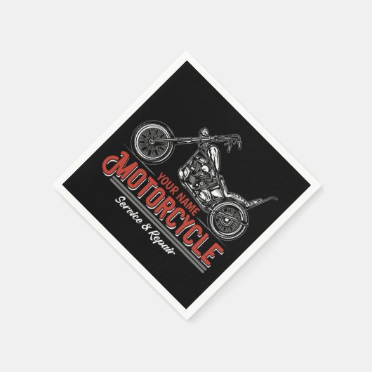 パーソナライズされた自動二輪車サービスバイクもしくは自転車に乗る人修理店 スタンダードカクテルナプキン (角)