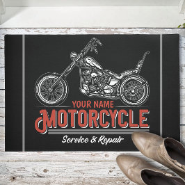 パーソナライズされた自動二輪車サービスバイクもしくは自転車に乗る人修理店 ドアマット