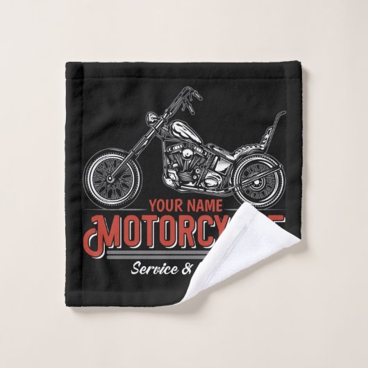 パーソナライズされた自動二輪車サービスバイクもしくは自転車に乗る人修理店 バスタオルセット (ウォッシュタオル)