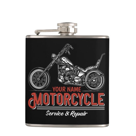 パーソナライズされた自動二輪車修理バイクもしくは自転車に乗る人  フラスク (正面)