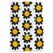 パーソナライズされた自気に黒黄色の花 ミディアムペーパーバッグ (裏面)