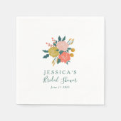 パーソナライズされた自然フローラブライダルシャワー スタンダードカクテルナプキン (正面)