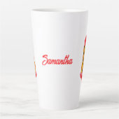 パーソナライズされた舌の赤い口紅 カフェラテマグ (正面)