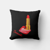 パーソナライズされた舌の赤い口紅 クッション (正面)