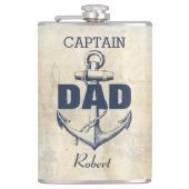 パーソナライズされた航海のいかりキャプテンパパ フラスク (正面)
