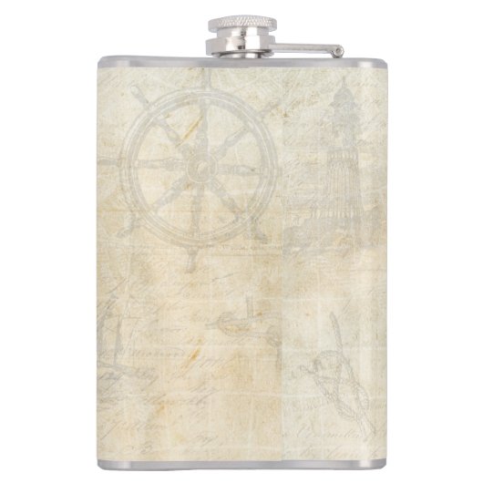 パーソナライズされた航海のいかりキャプテンパパ フラスク (裏面)