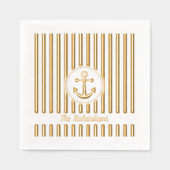 パーソナライズされた航海のいかりストライプ 箔ナプキン (正面)