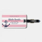 パーソナライズされた航海のいかりピストライプンクバッグラベル ラゲッジタグ (裏面横)