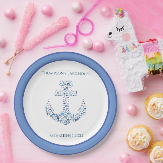 パーソナライズされた航海のいかり    ペーパープレート (パーティー)