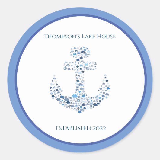 パーソナライズされた航海のいかり ラウンドシール (正面)