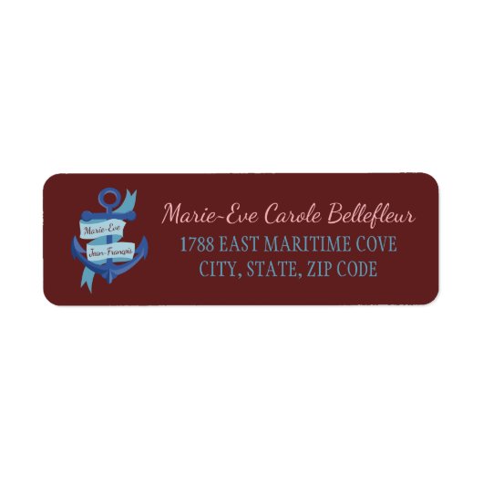 パーソナライズされた航海のかわいらしブルーいかり結婚ズ ラベル (正面)