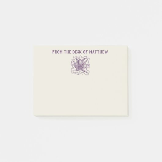 パーソナライズされた航海のタコ紫とクリーム ポストイット (正面)