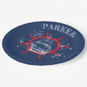 パーソナライズされた航海のパーティー帆船ブルー ペーパープレート (アングル)