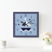 パーソナライズされた航海のヨット&スターズキュートクロック スクエア壁時計 (ホーム)