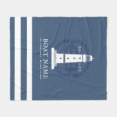 パーソナライズされた航海のライトハウスボート名モダン フリースブランケット (正面(横))