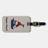 パーソナライズされた航海の帆船ブルー/タンボーイズ ラゲッジタグ (正面横)