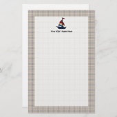 パーソナライズされた航海の帆船ブルー/タンボーイズ 便箋 (正面/裏面)